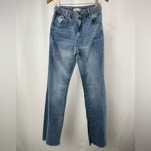 OAT‎ New York Braided Waist Wide Leg Jean in Blue Size 2 or 26